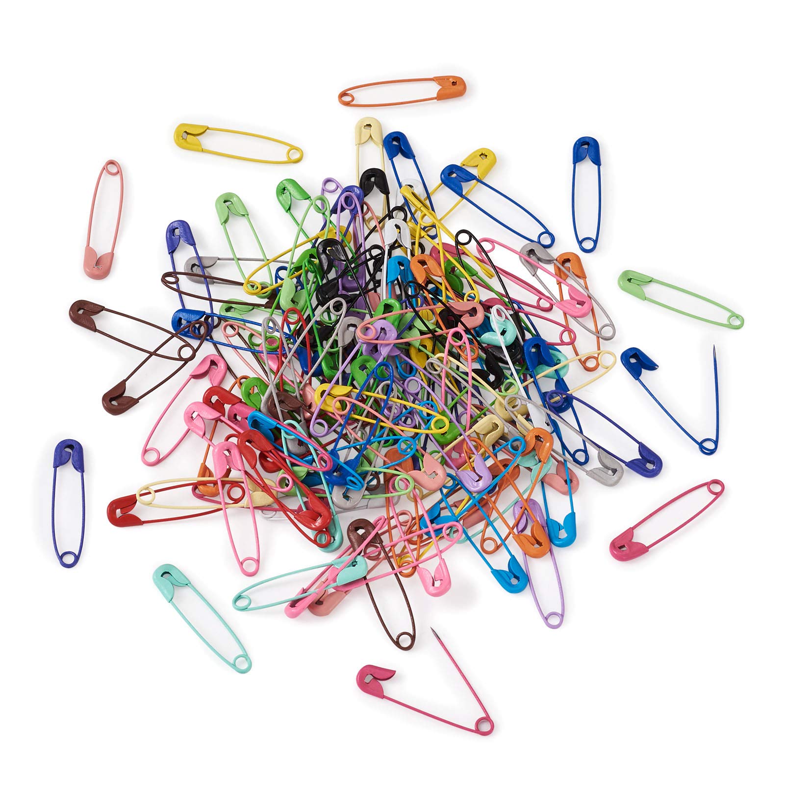 Amazon.co.jp: 約180個 長さ30mm 18色 鉄製 カラー安全ピン ロック安全