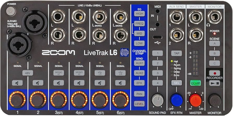 Amazon.com: Zoom LiveTrak L6 Digital Mixer/Recorder, Battery