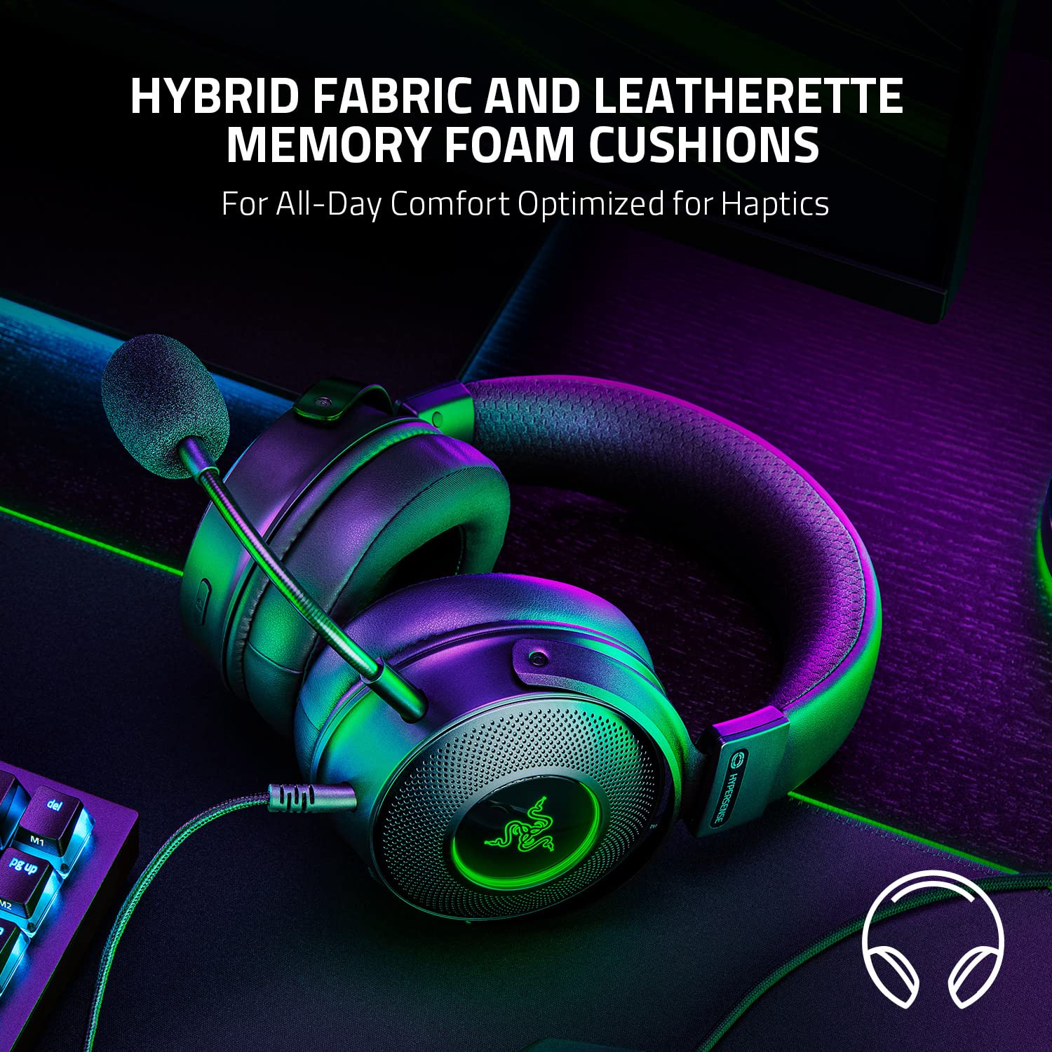 Amazon.com: Razer Kraken V3 HyperSense Wired USB Gaming Headset w