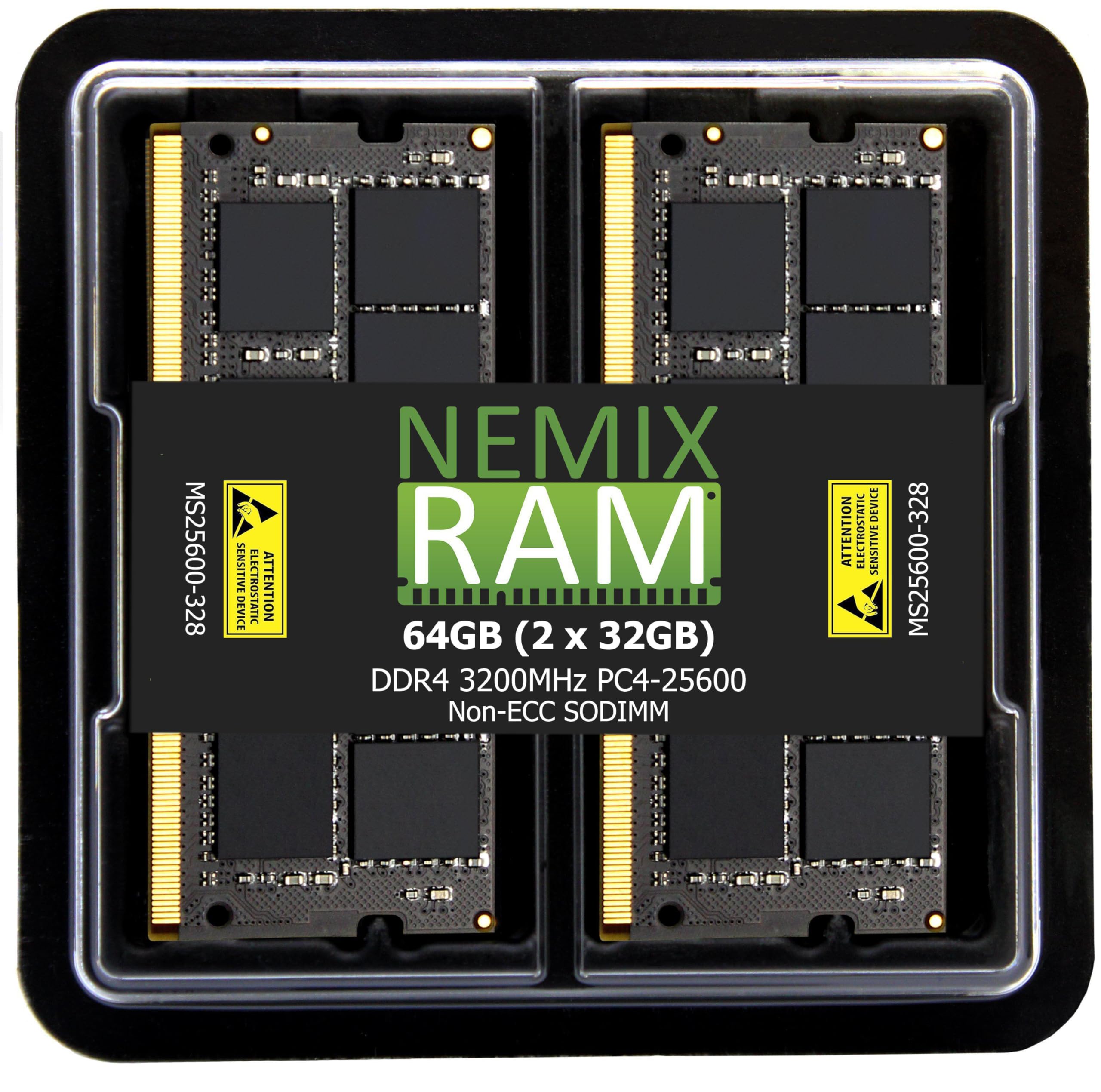 NEMIX RAM 64GB (2X32GB) DDR4 3200MHZ, 2933MHZ or 2666MHZ 260-PIN