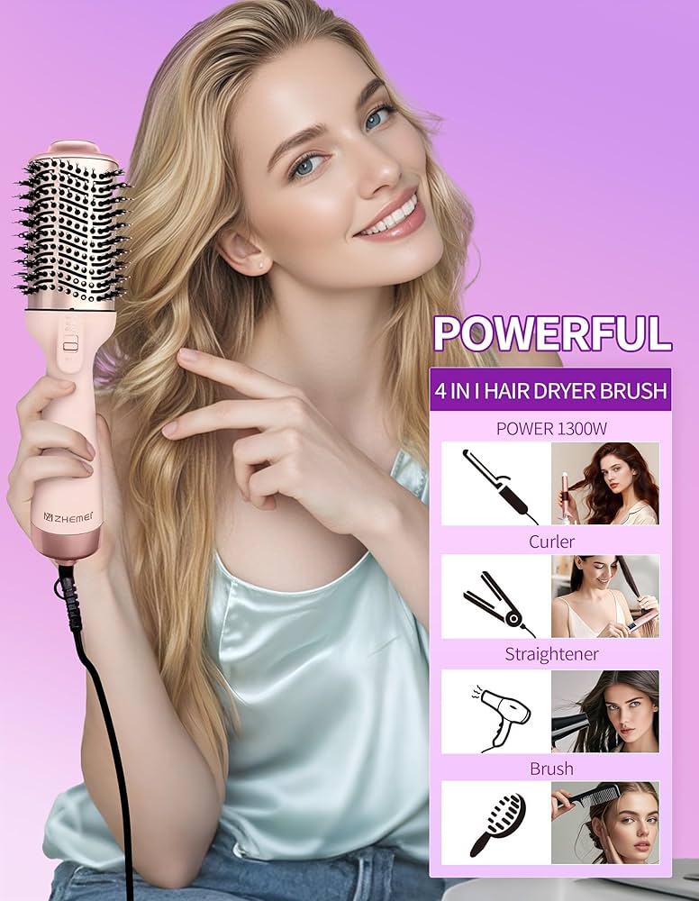 Amazon.com : ZM ZHEMEI 1300W Hair Dryer Brush,4 in 1 Blow Dryer