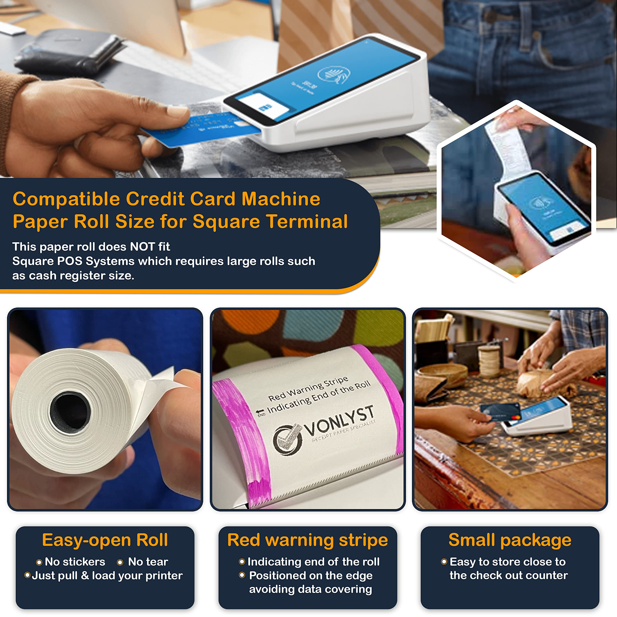 Amazon.co.jp: レシートペーパーロール スクエアターミナルクレジット