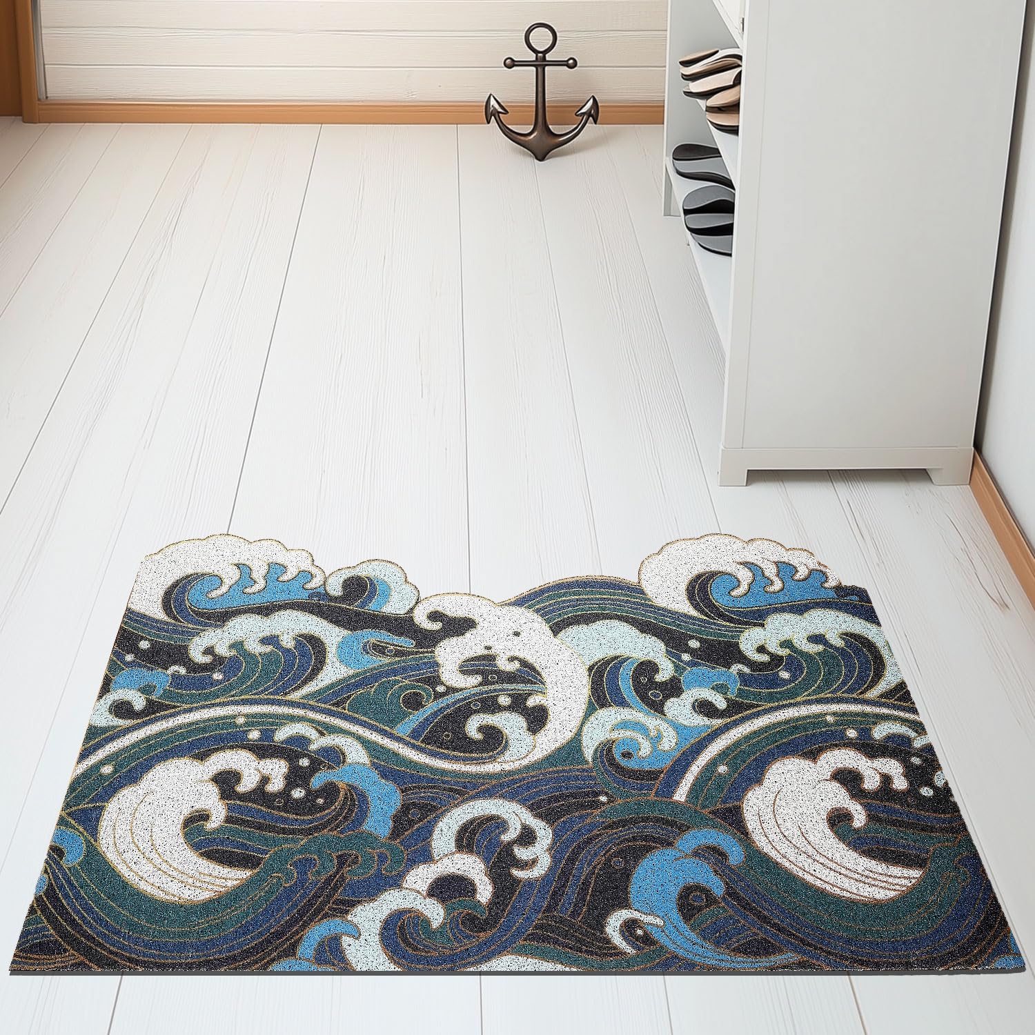Amazon.com: Blue Wave Ocean Mat, Beach Doormat for Entryway, Non