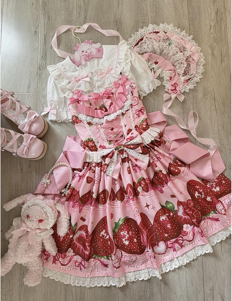 Amazon.co.jp: [トクとユウ] イチゴワンピース ロリータ ジャンパー