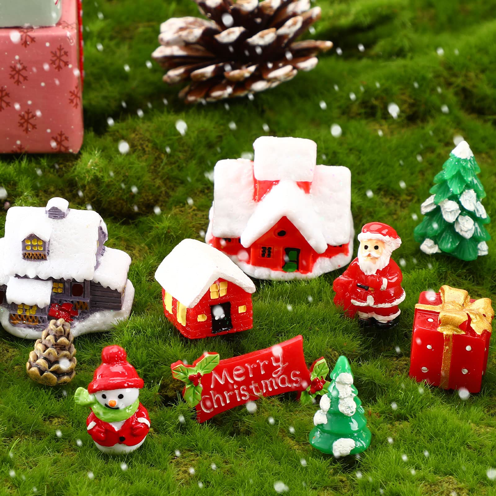 Amazon | クリスマス 置き物 ミニ 16セット クリスマス ミニチュア