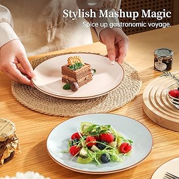 Amazon.com | Dessert Plate Set of 6-8 Inch Colorful Ceramic Plates