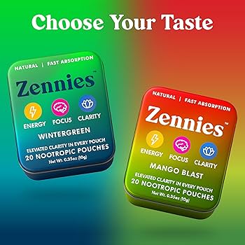 Amazon.com: Zennies Caffeine Nootropic Pouches with Alpha GPC, L