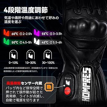 Amazon.co.jp: Hompres 全体PU革電熱グローブ 11.1V両面全体発熱
