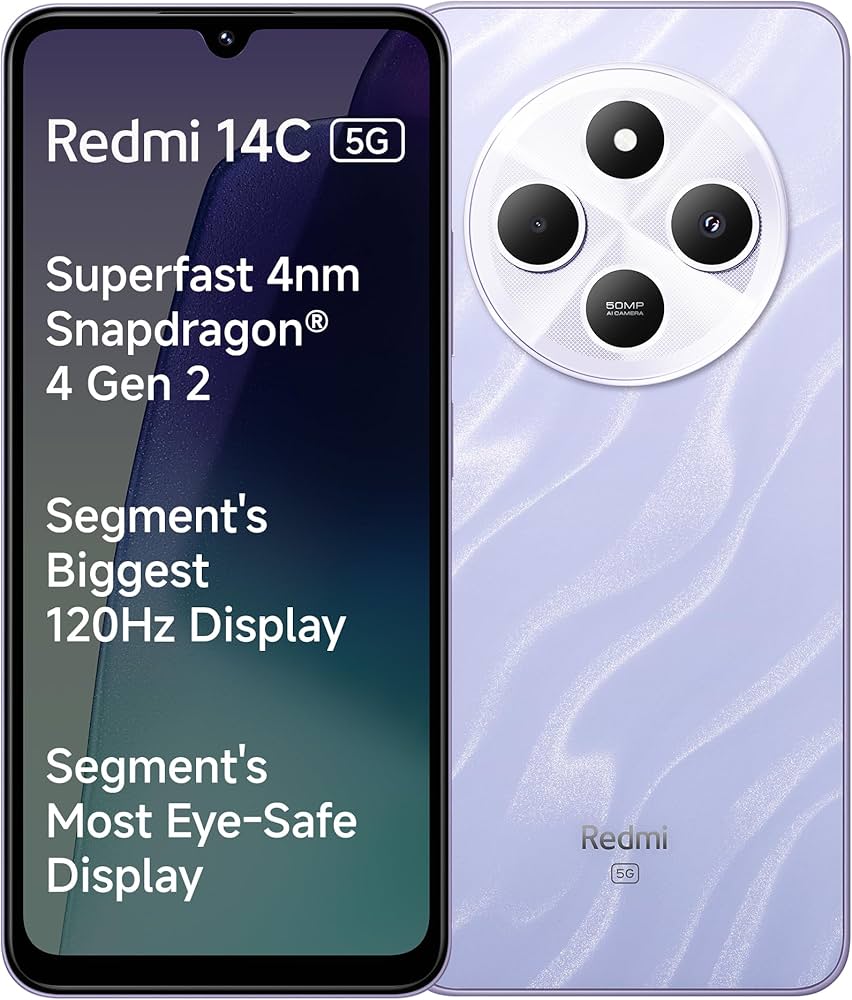 Redmi 14C 5G (Stardust Purple, 6GB RAM, 128GB Storage) | Superfast