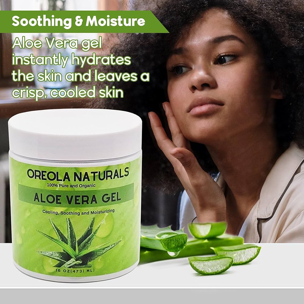 Aloe Vera Gel by Oreola Naturals, 16 Oz- 100% Pure, Soothing
