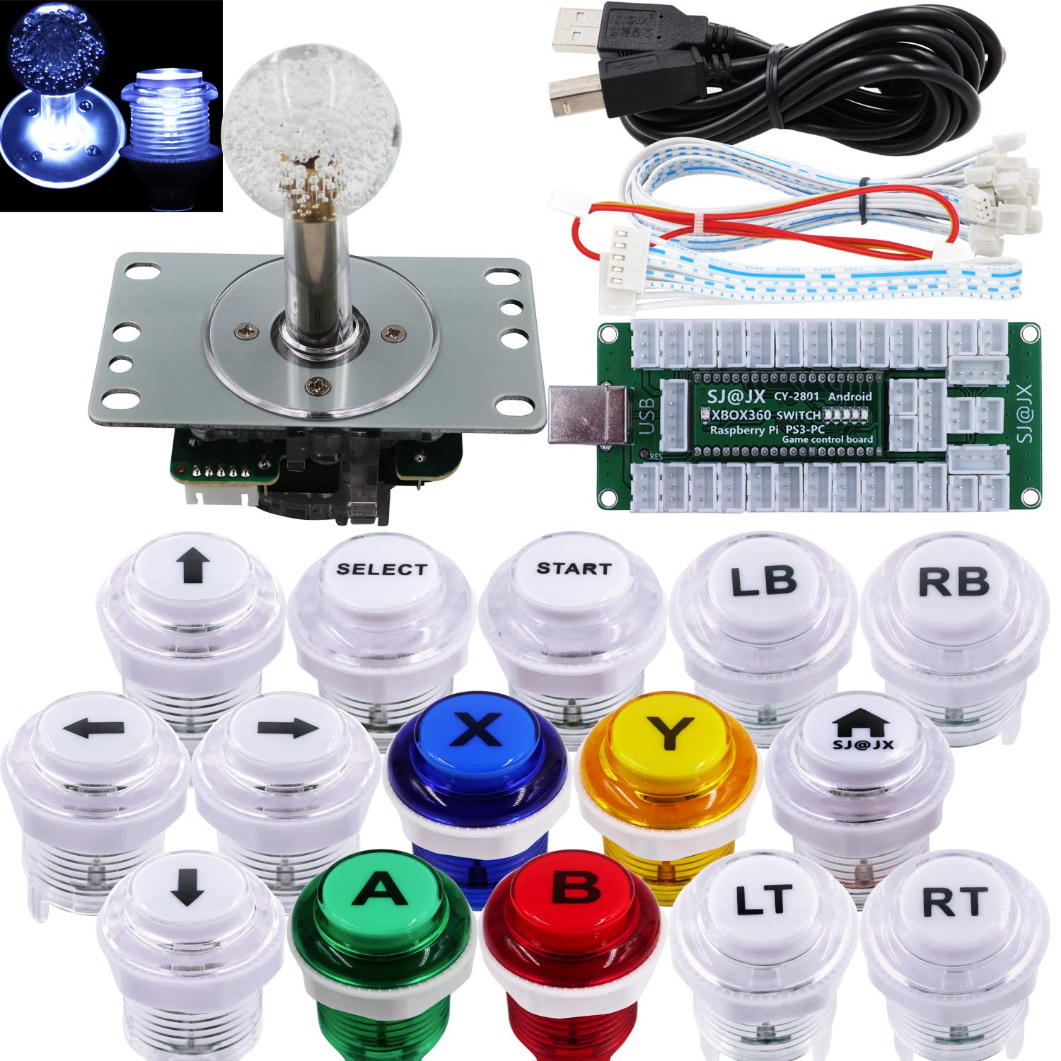 SJ@JX Arcade Game Controller USB Encoder DIY Kit LED Cherry MX