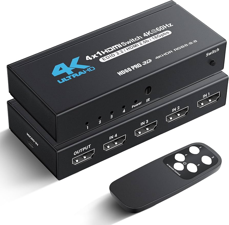 Amazon.com: NEWCARE HDMI Switch 4 in 1 Out 4K@60Hz, HDMI Splitter