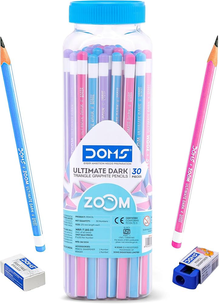 Doms Zoom Ultimate Dark Triangle Pencil | Jar Pack, 30 Pieces