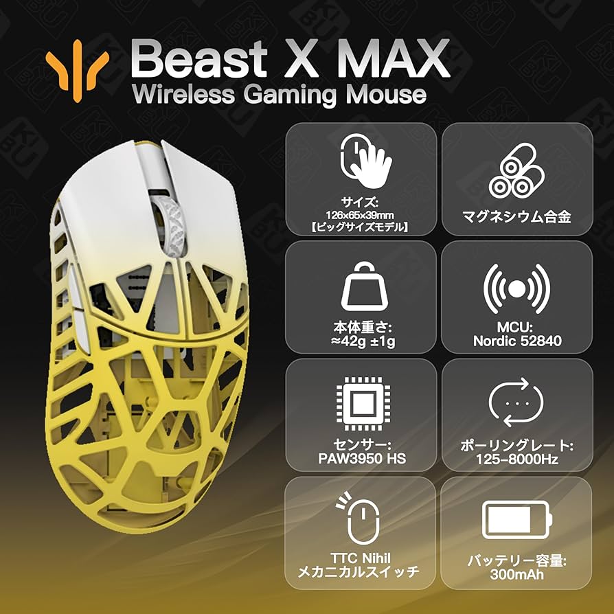 Amazon | WLMOUSE Beast X Max ワイヤレス ゲーミングマウス 8KHz