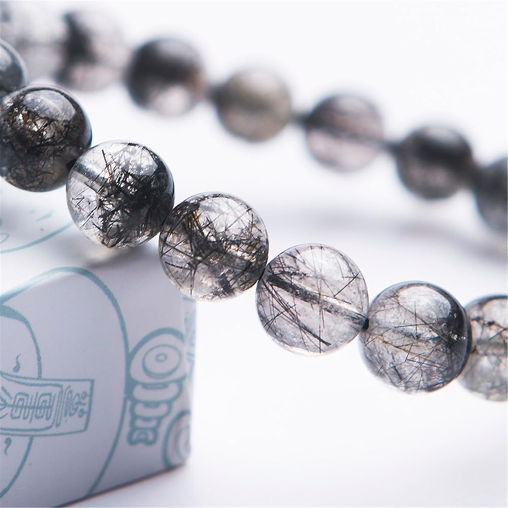 Amazon | [麗子坊] ブレスレット【ブラックルチルクォーツ 】 玉径