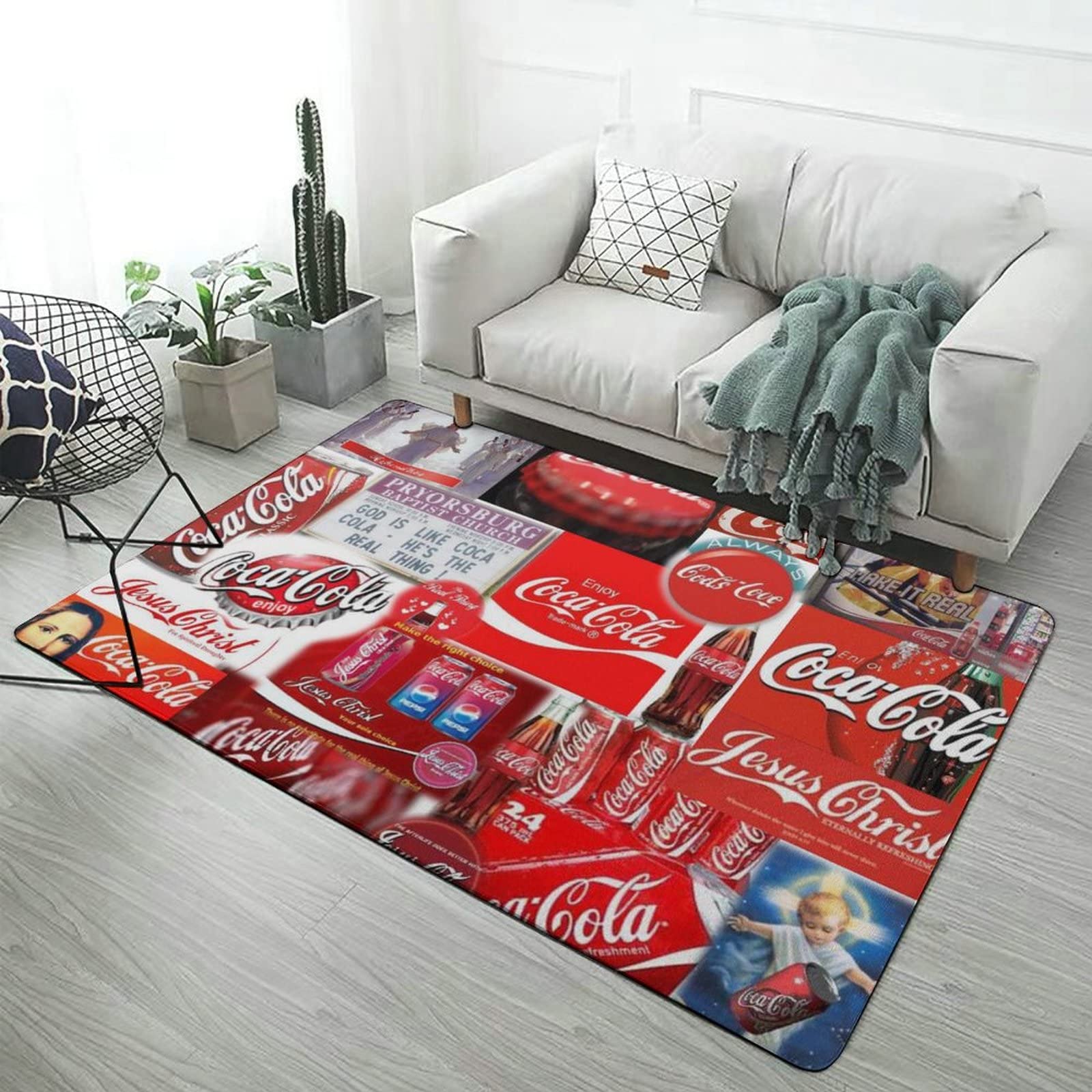 Amazon | コカコーラ ラグ カーペット 洗える ラグマット 滑り止め付