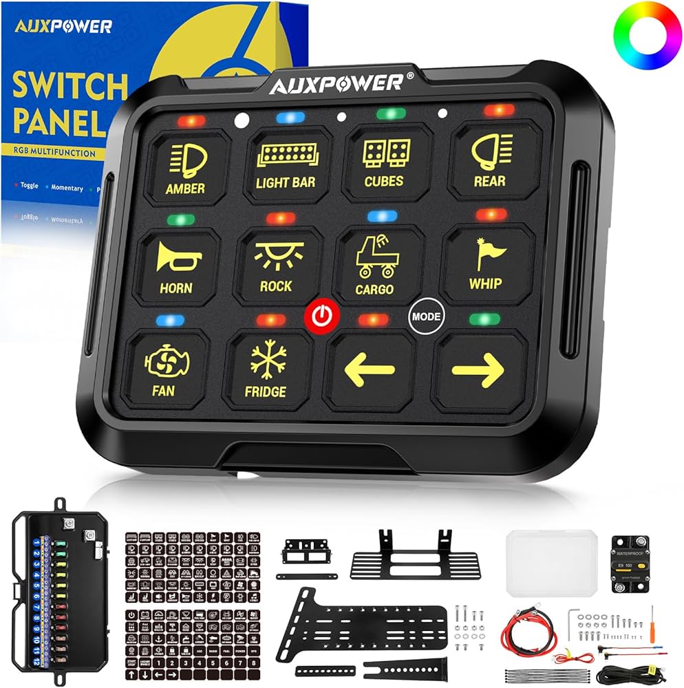 Amazon.co.jp: Auxpower RGB 12 ギャングスイッチパネル 3モード