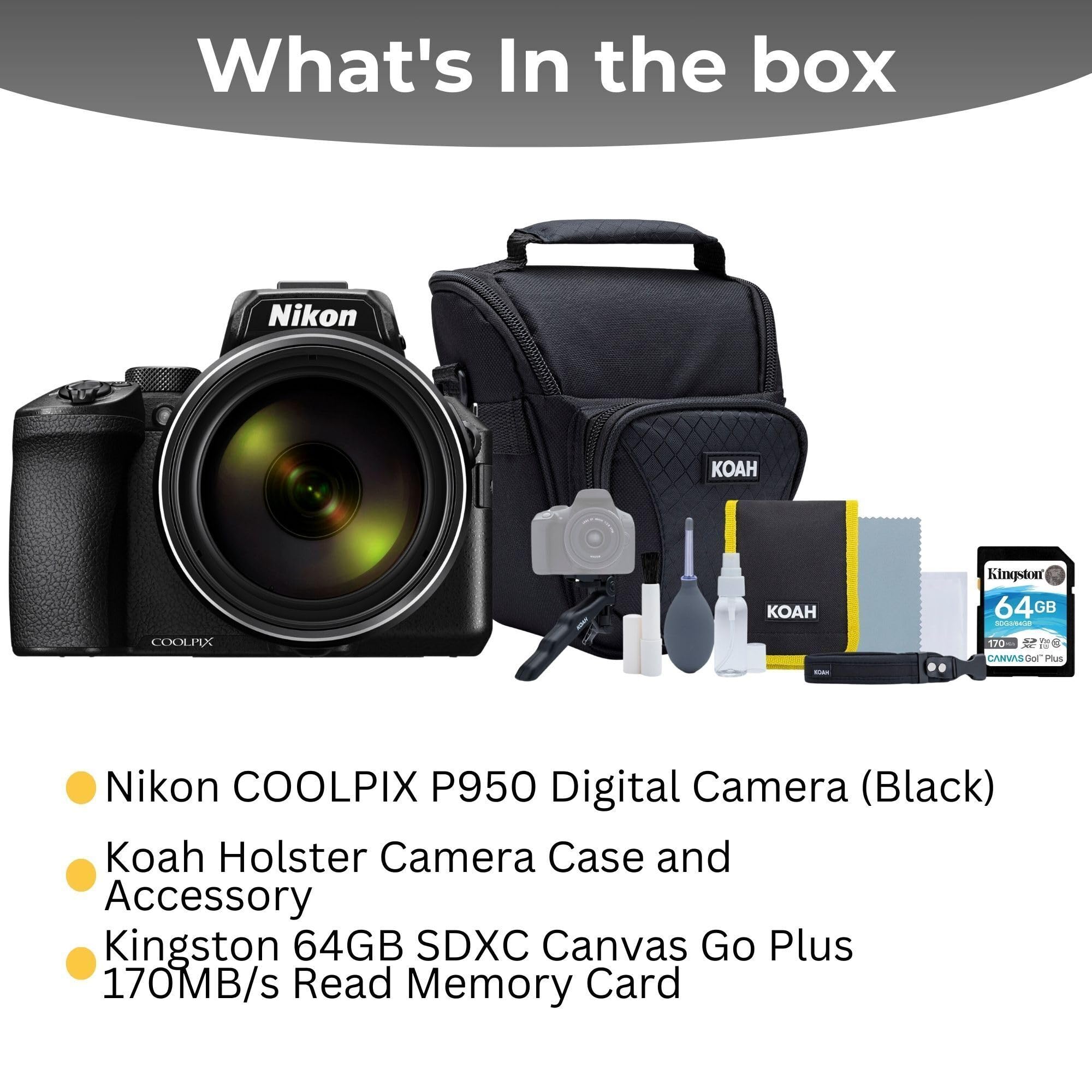 Amazon.com : Nikon COOLPIX P950 Digital Camera (Black) Bundle with