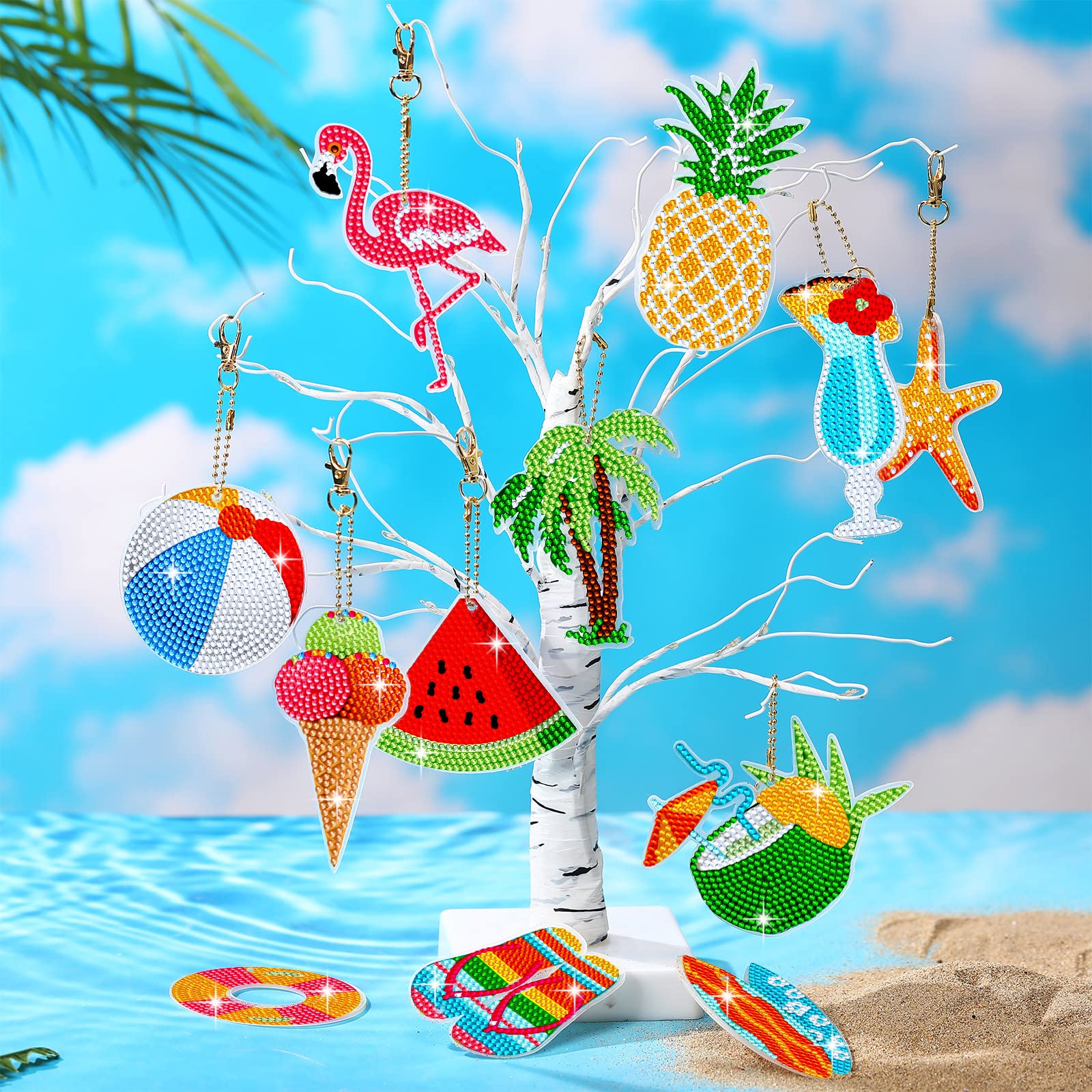 Amazon.com: Thinkday 12 Pack Summer Diamond Painting Keychain Kits