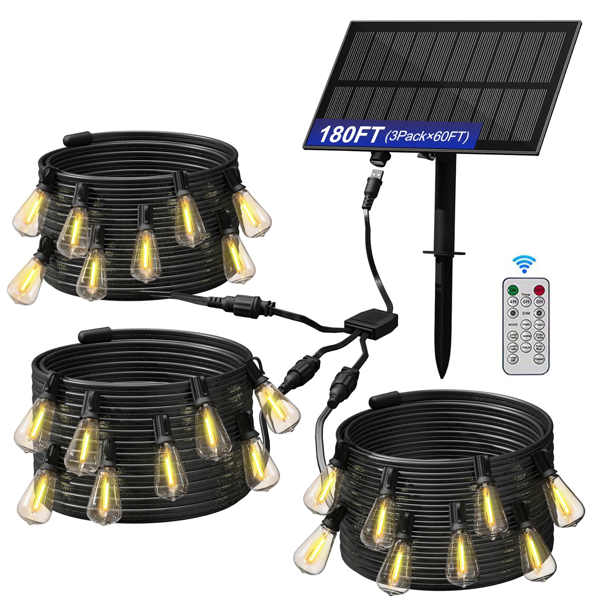 Stright Solar Powered String Light 180FT with Remote Control 8