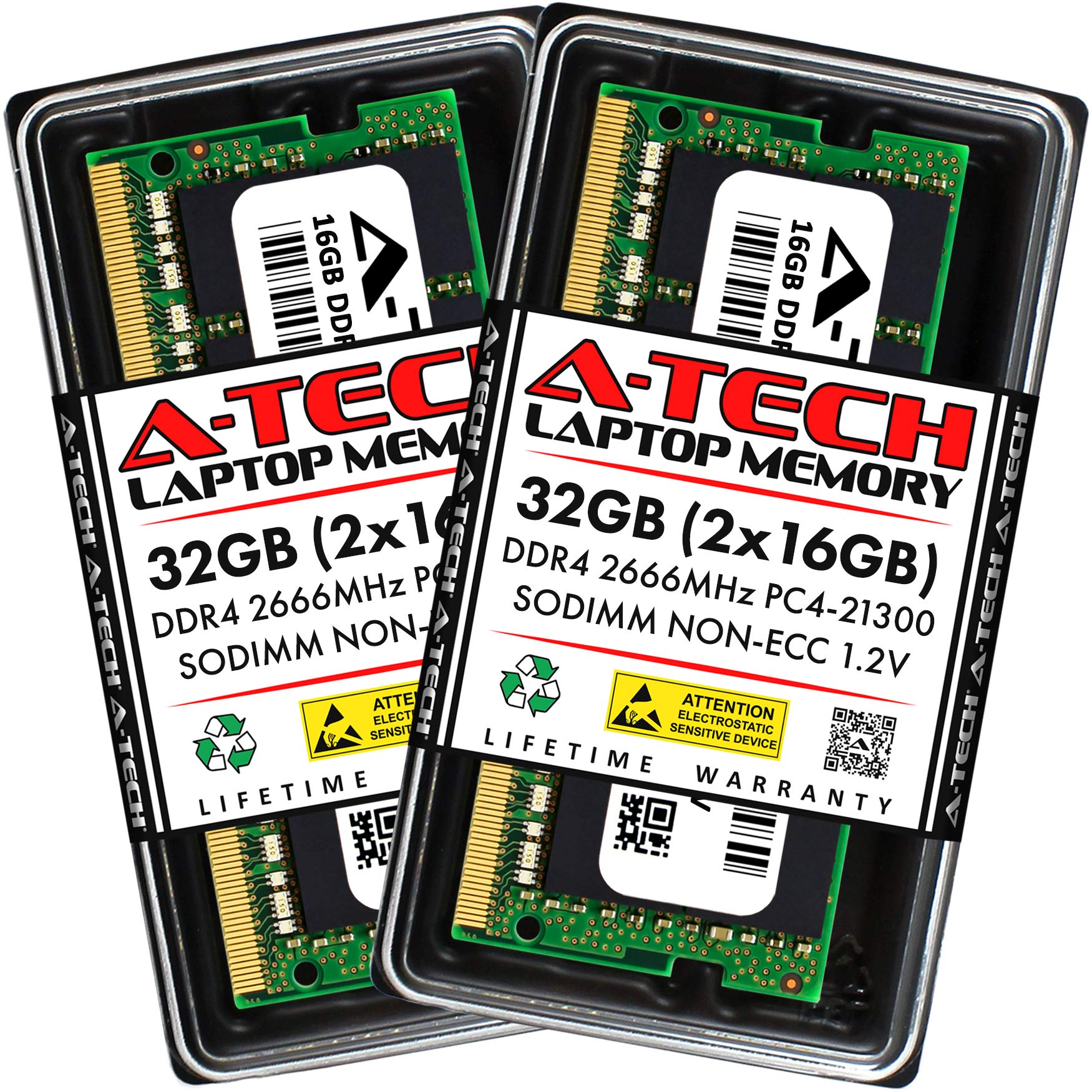 A-Tech 32GB (2x16GB) DDR4 2666MHz PC4-21300 (PC4-2666V) CL19