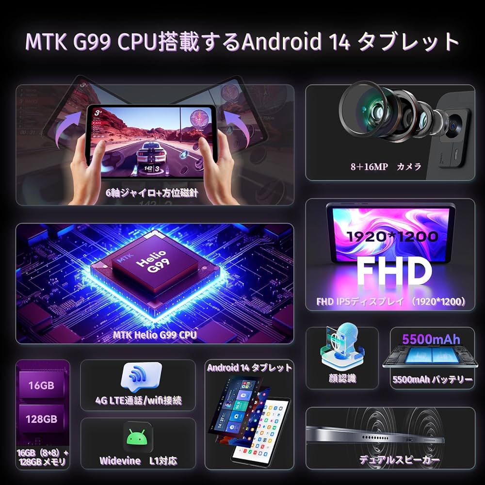 Amazon.co.jp: Alphawolf APad1 タブレット 8インチ Helio G99 CPU