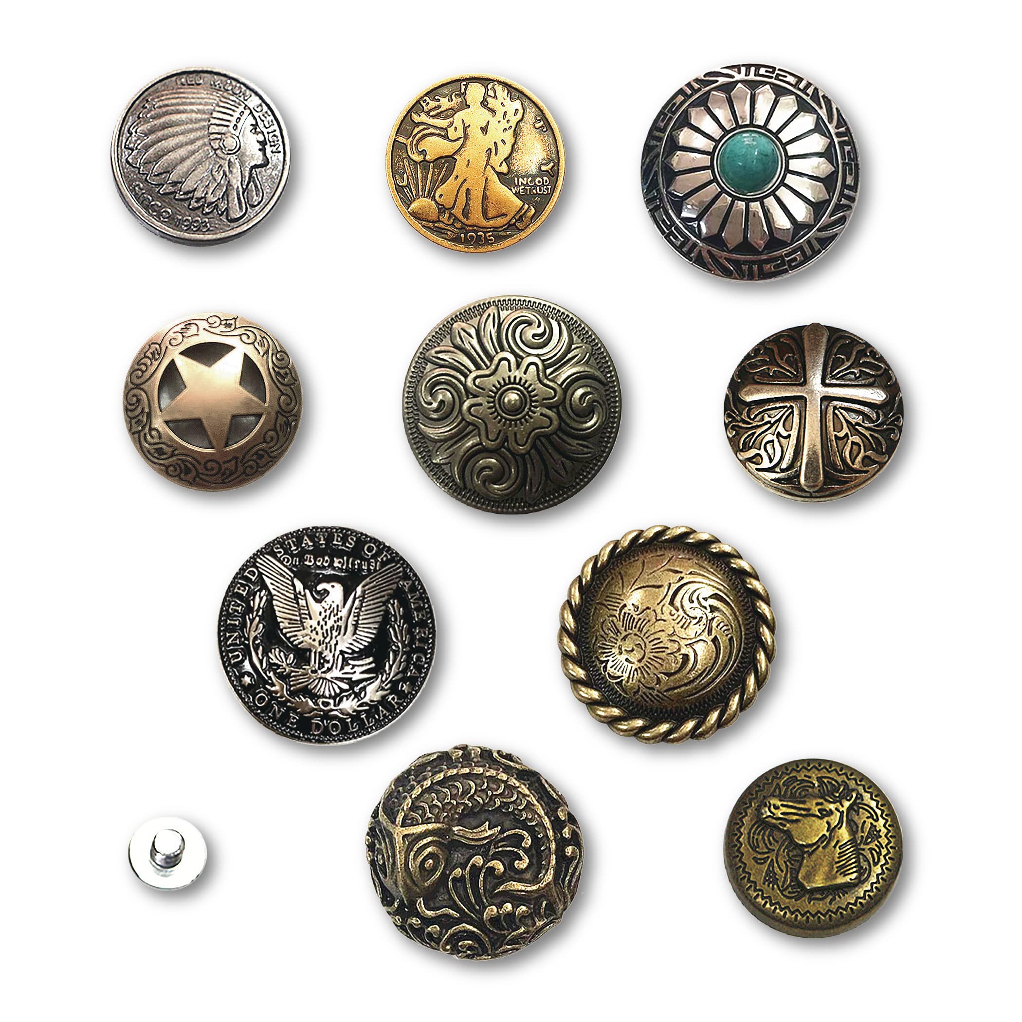 Amazon | HAMILO コンチョボタン レザークラフト DIY ハンドメイド