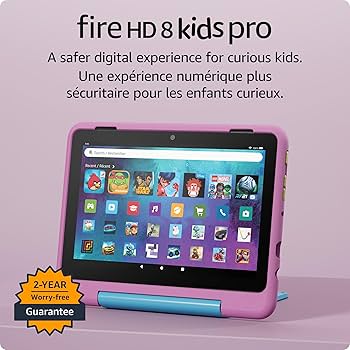 Amazon Fire HD 8 Kids tablet, includes slim case for ages 6-12, ad