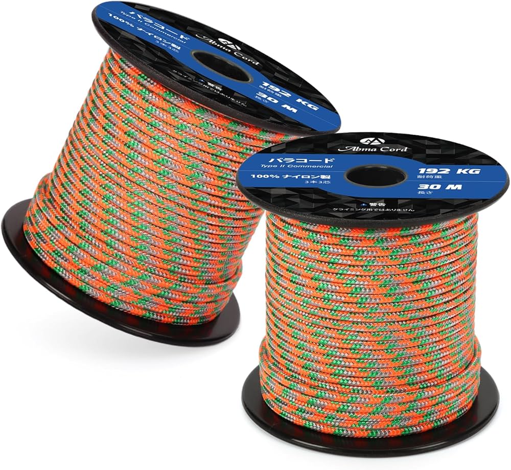 Amazon | Abma Cord パラコード 3mm 3芯 耐荷重192kg 100%ナイロン 30M