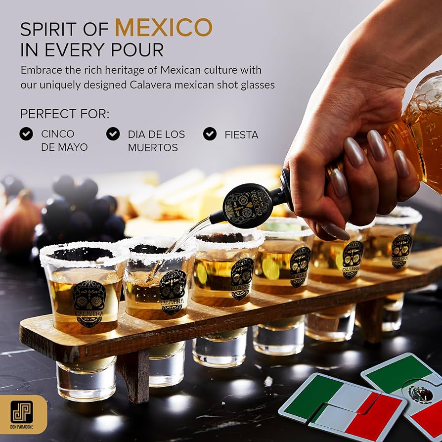 Amazon.com | Don Paragone Calavera Tequila Shot Board Set - Fine