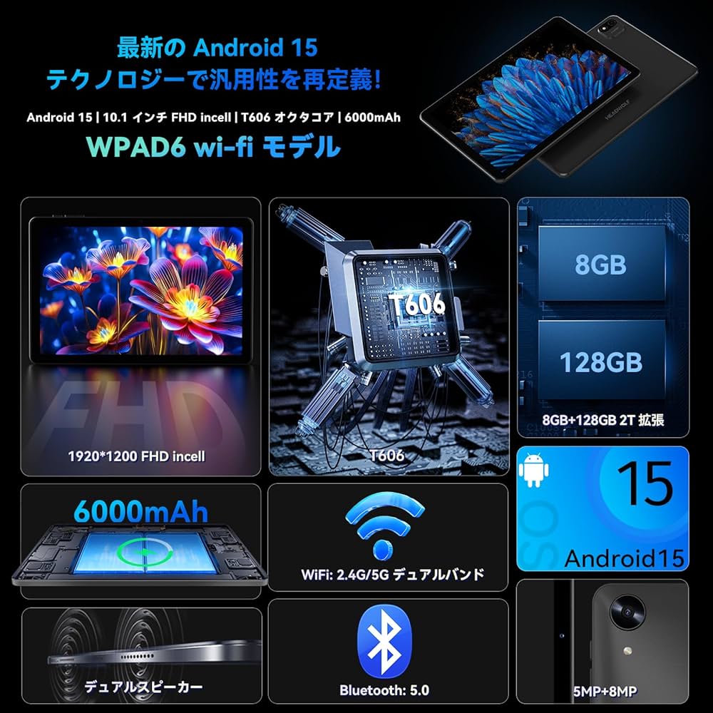 Amazon.co.jp: Android 15 タブレット 10インチ wi-fiモデル、Headwolf