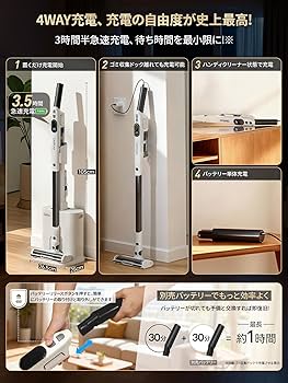 Amazon | 掃除機 コードレス 85000Pa 【2025新登場！自動ゴミ収集