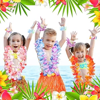Amazon.com: Geosar 48 Pieces Hawaiian Luau Hula Skirts Leis Set