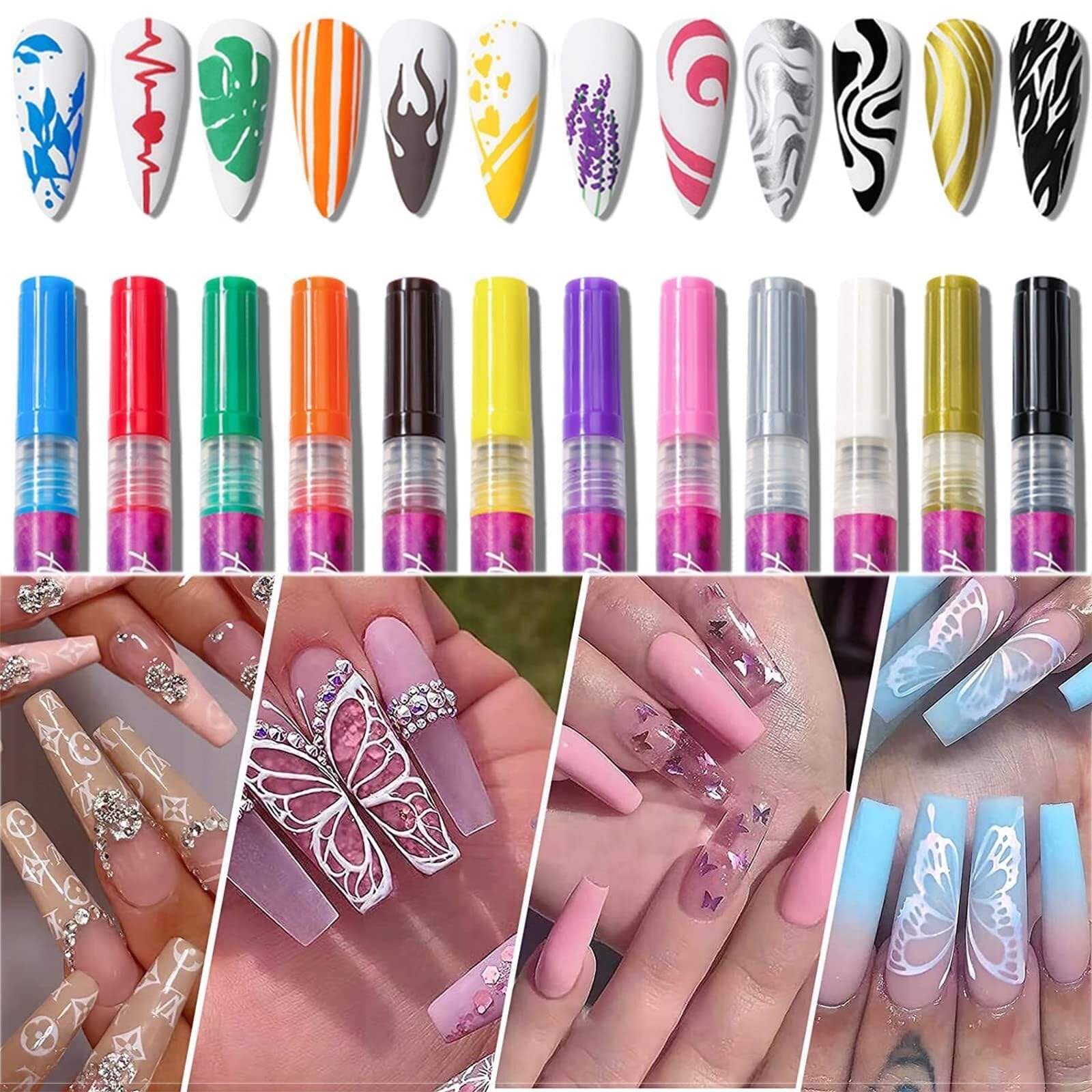 Amazon.co.jp: 6/12 色超薄型カーブマニキュアマーカー、3D ネイル