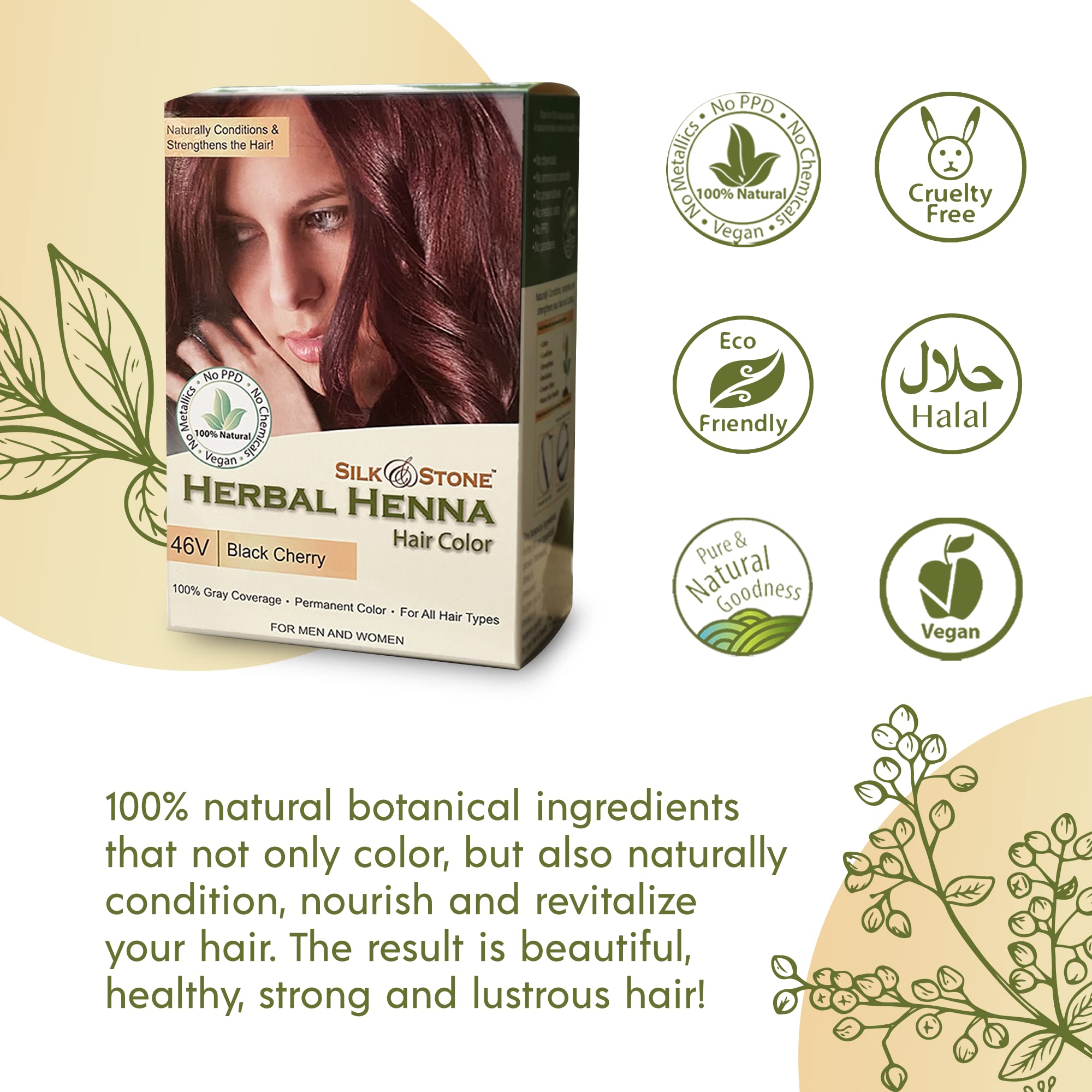 Amazon.com : 46V Black Cherry, Herbal Henna Hair Color for All