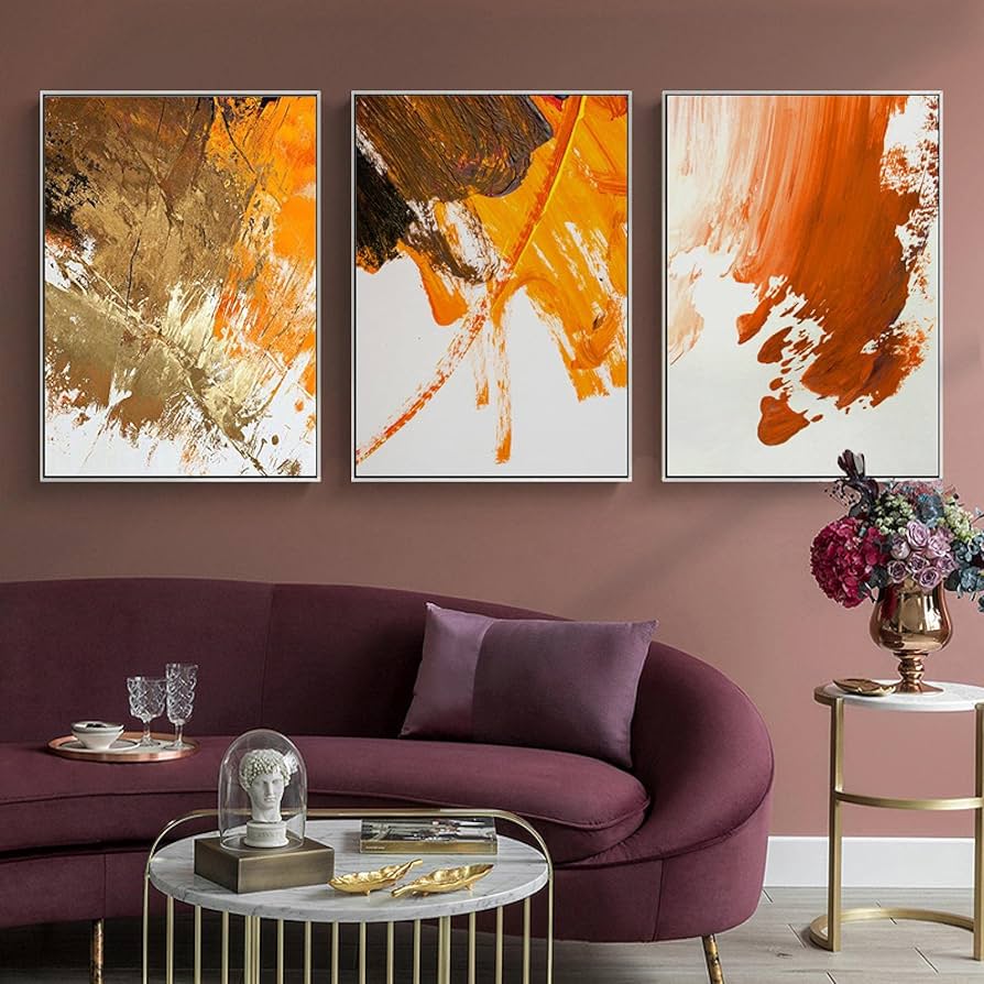 Amazon.co.jp: 北欧のポスターキャンバス絵画オレンジ抽象プリント壁