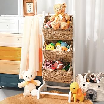 Amazon.com: Menkxi Wicker 3 Tier Foldable Storage Basket Floor