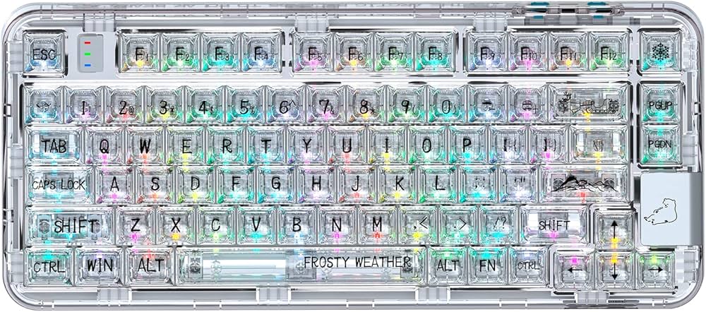 Amazon | YUNZII CK75 無線 ホットスワップメカニカルキーボード 透明