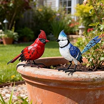 Amazon.com: Shorayn Cardinal Decor Garden Statues Metal Bird Yard