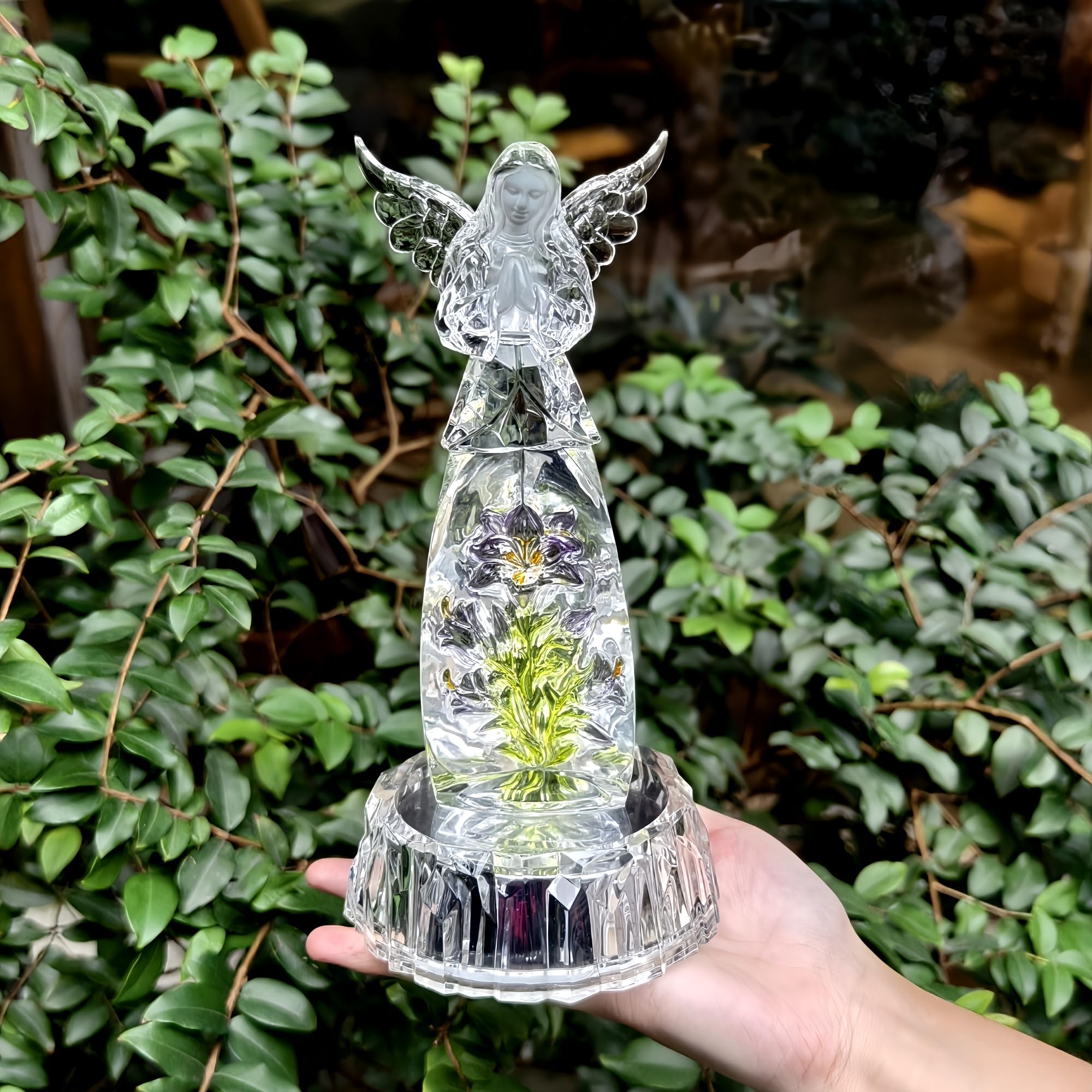 Amazon.co.jp: DARMOMOON アクリル 祈る天使 花 妖精 置物 像 彫刻