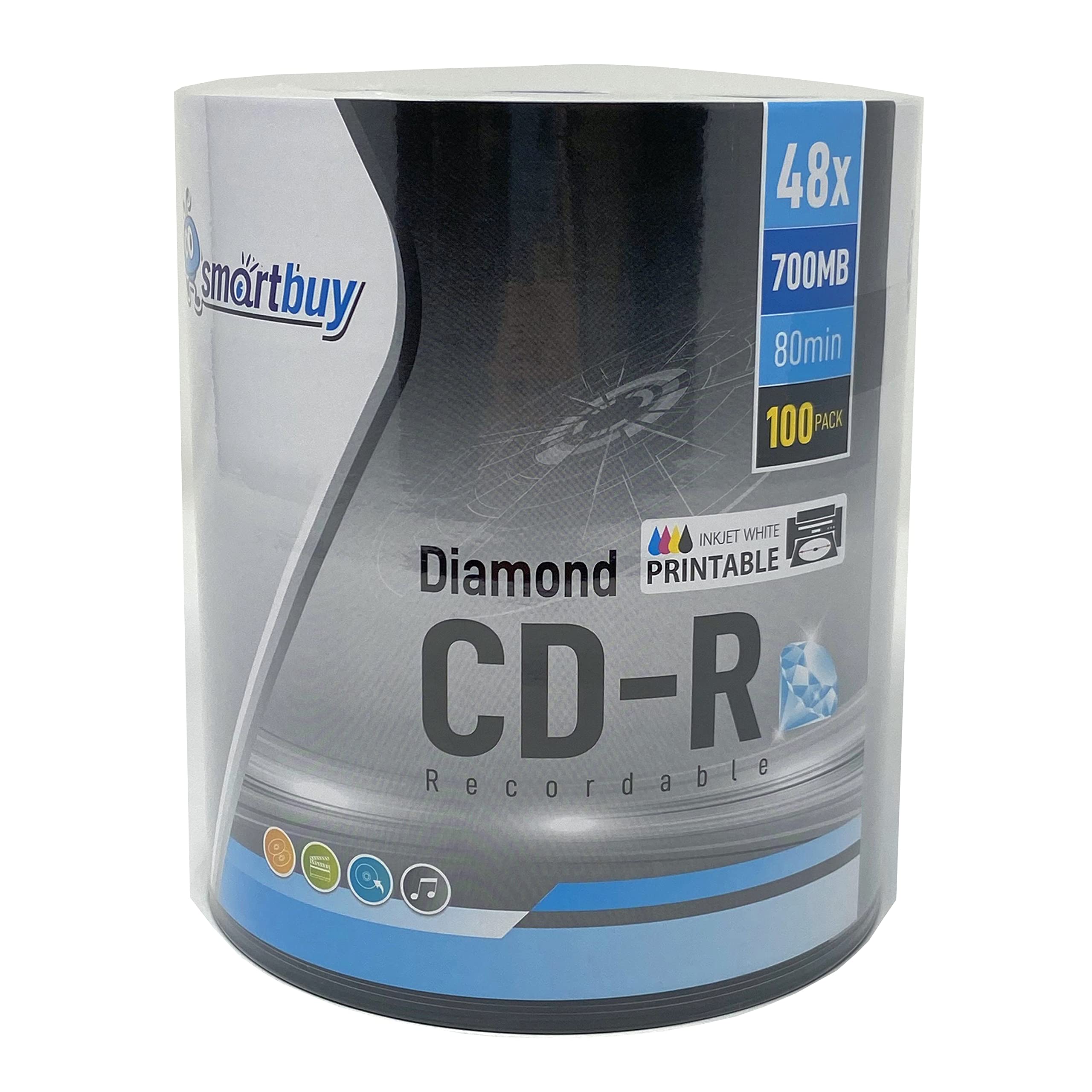 Amazon.com: 100 Pack Smartbuy Diamond CD-R 48X 700mb/80min White