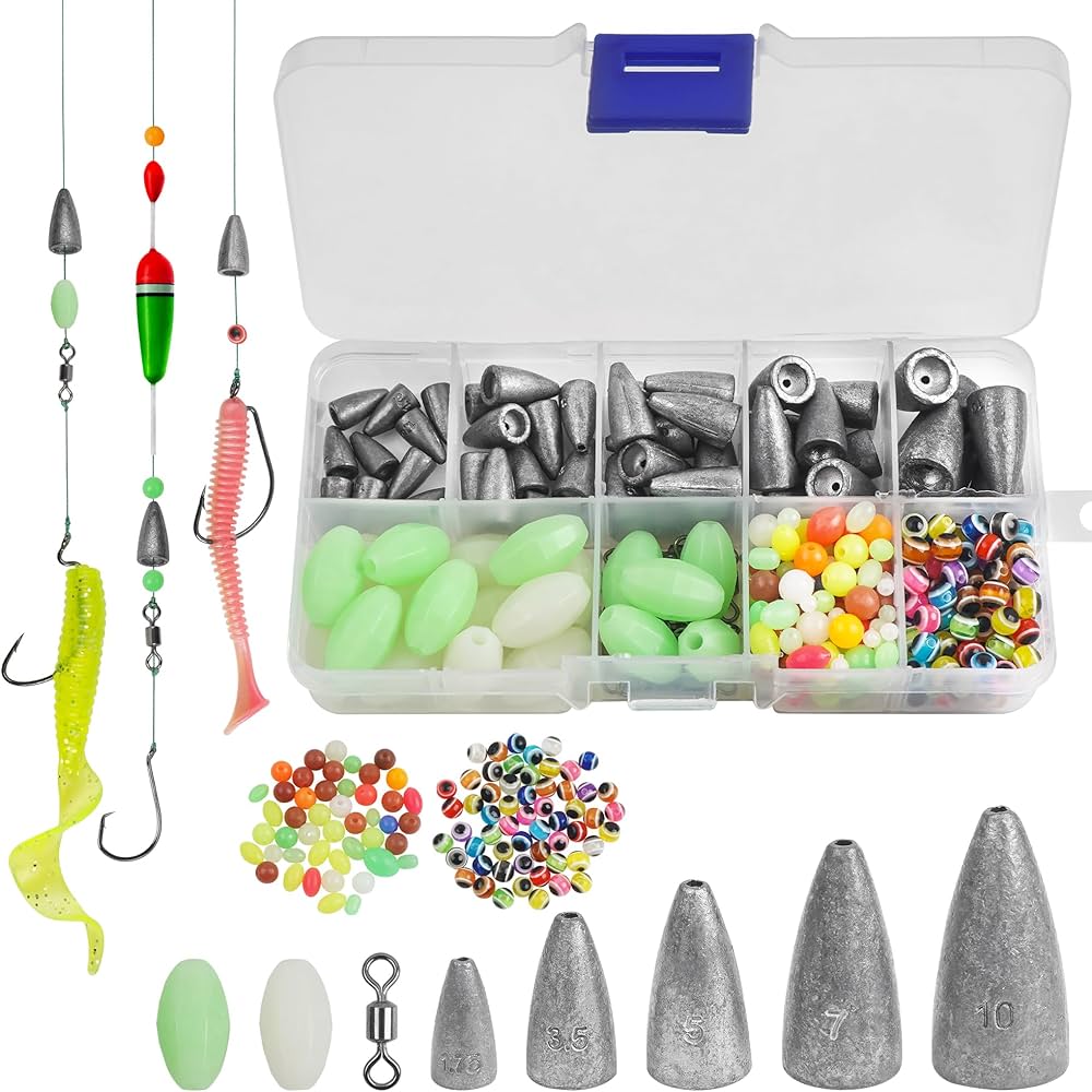 Amazon.com : 179pcs Bullet Fishing Weights Kit Worm Fishing