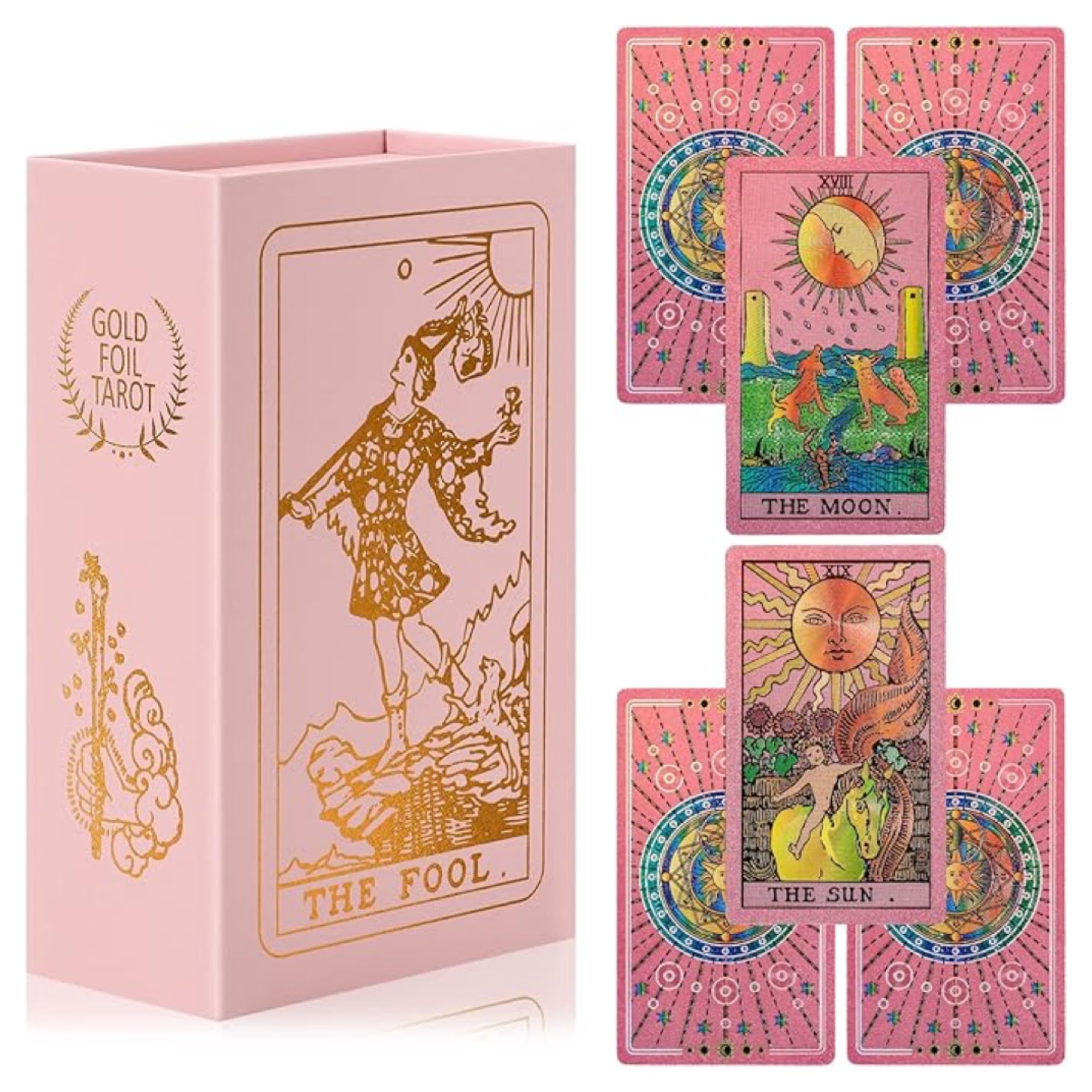 Amazon.co.jp: ピンクゴールドホイルタロットカード、ガイドブック付き