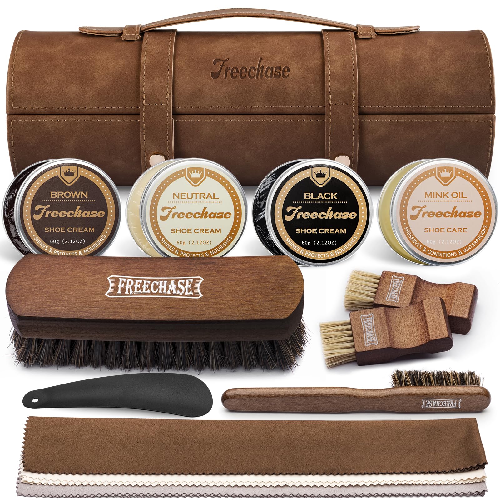 Amazon.com: Freechase Leather Shoe Polish Kit For Men - 13 PC Shoe