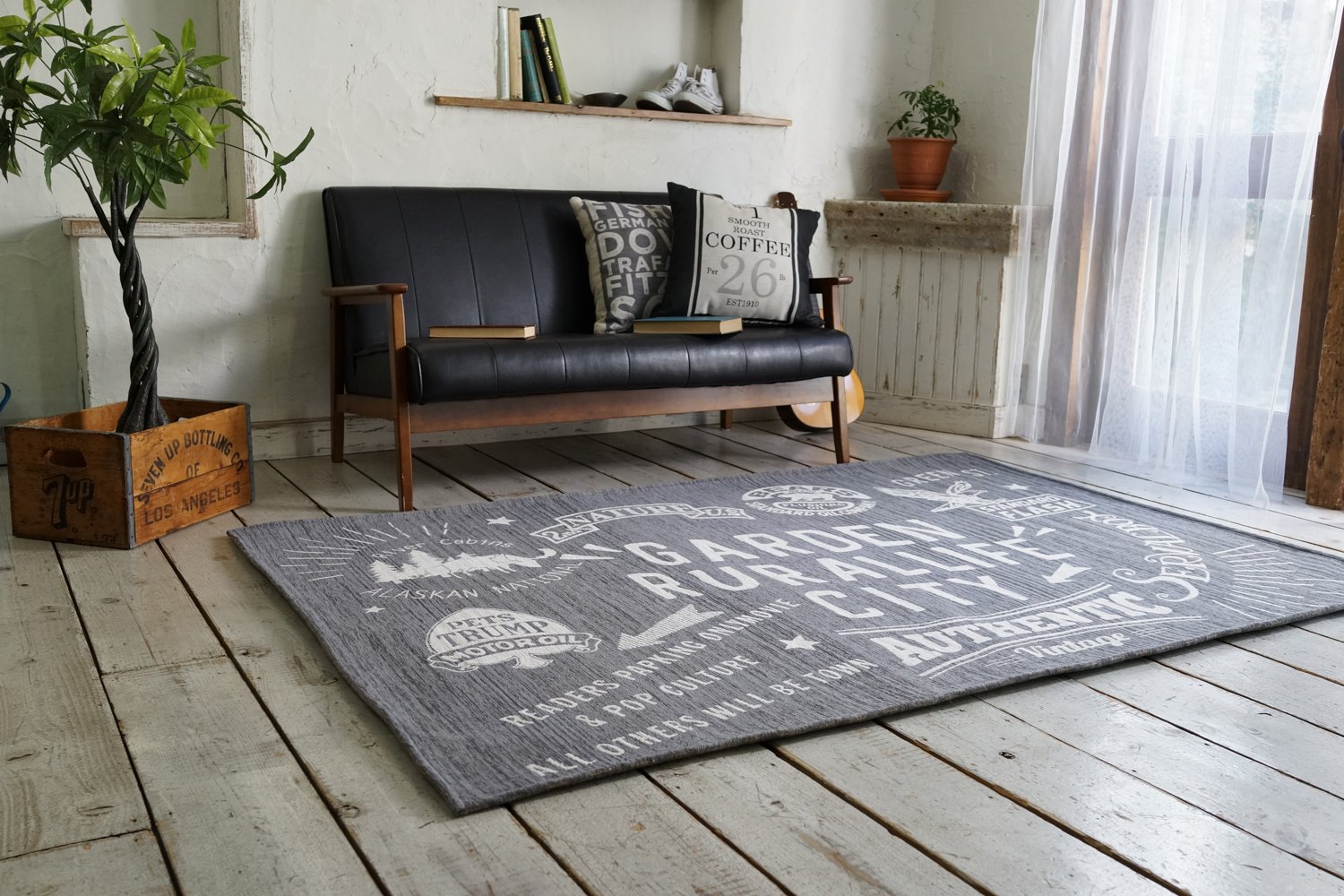 Amazon | おしゃれな 英語 ロゴ ヴィンテージ風 ラグマット rural