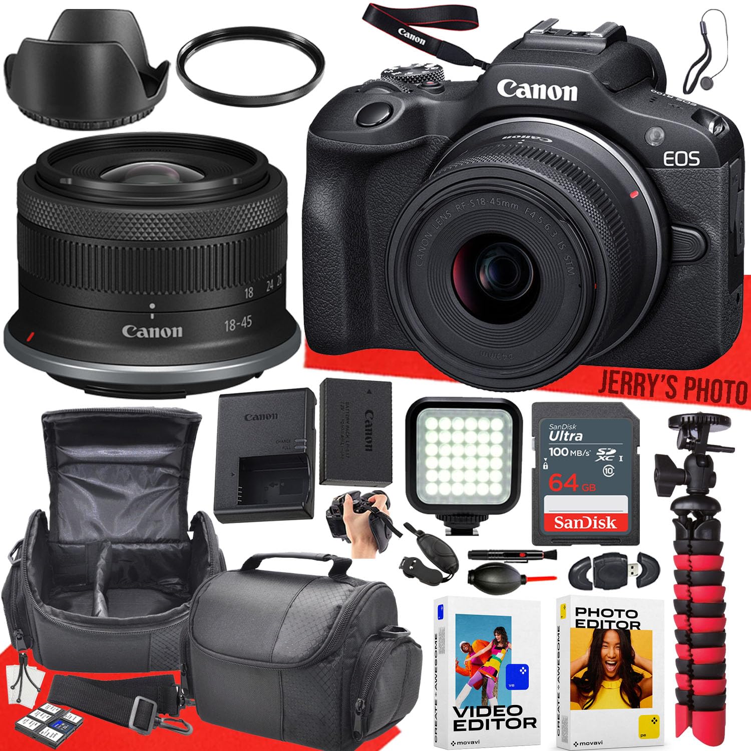 Amazon.com : Canon EOS R100 Mirrorless Camera with 18-45mm Lens +