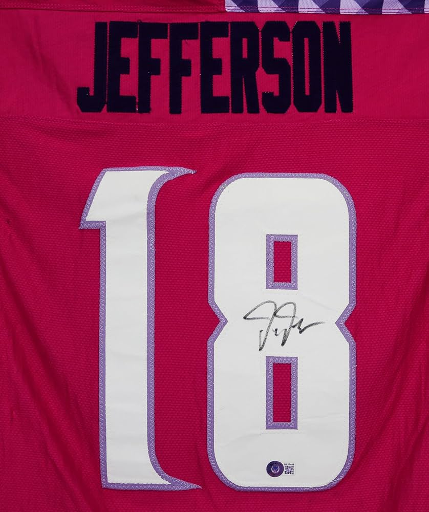 Justin Jefferson Minnesota Vikings Signed Autographed Pink #18