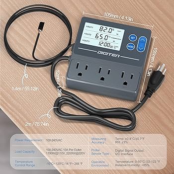 Amazon.co.jp: DIGITEN タイマー付デジタル温湿度コントローラー、昼夜