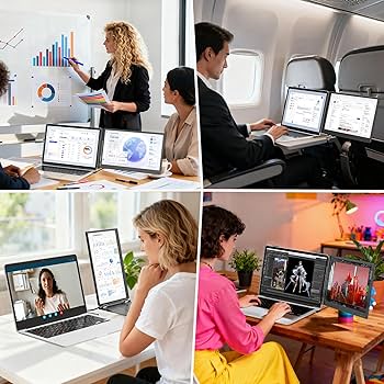 Amazon.co.jp: ノートパソコン用モニター 14インチ 2画面 デュアル