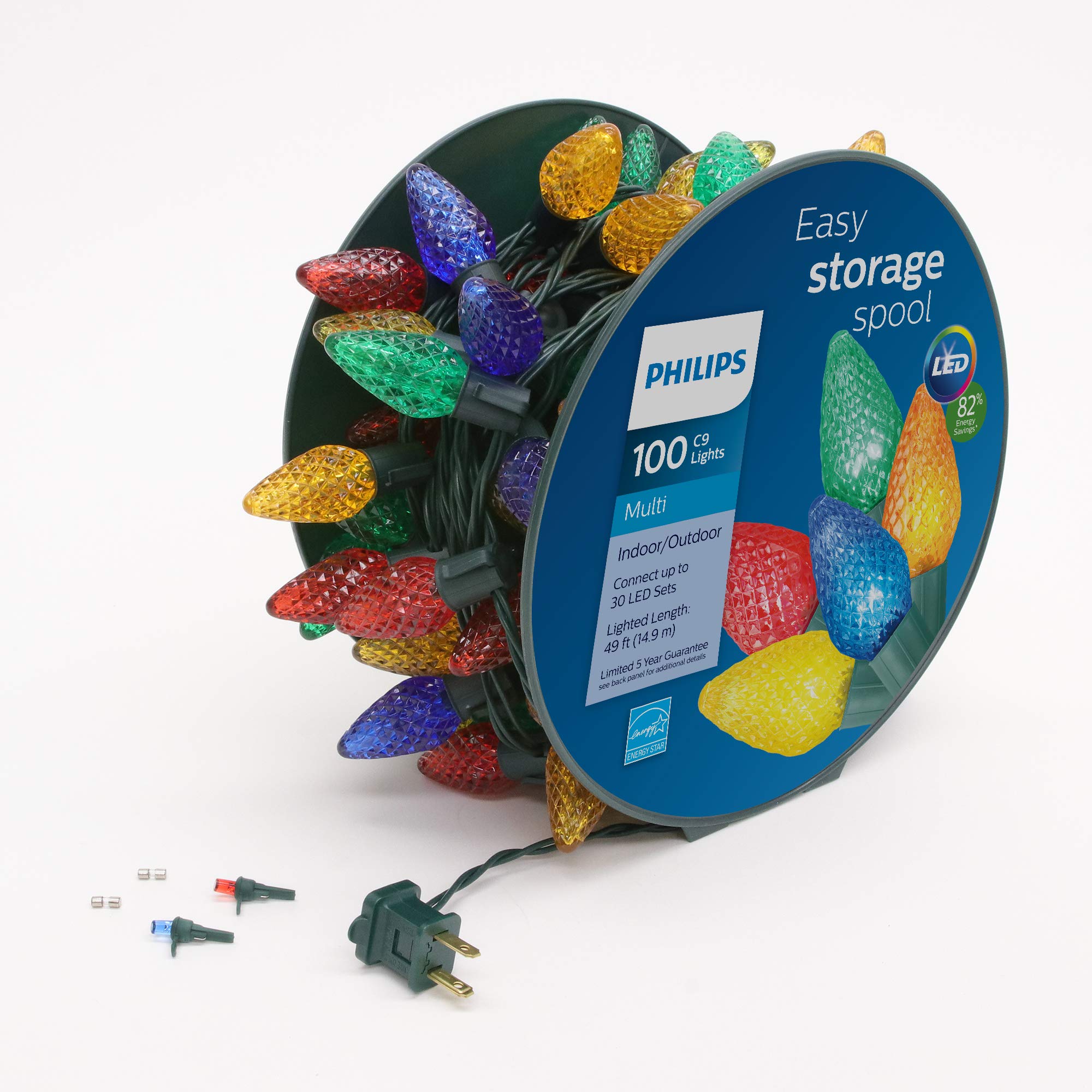 Amazon.com: Philips 100 LED Multicolor Faceted C9 Christmas Lights